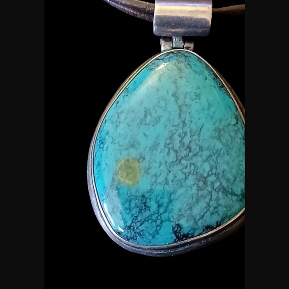 Exex Claudia Agudelo Sterling Silver Turquoise Triple Strand Leather Necklace - Picture 6 of 8